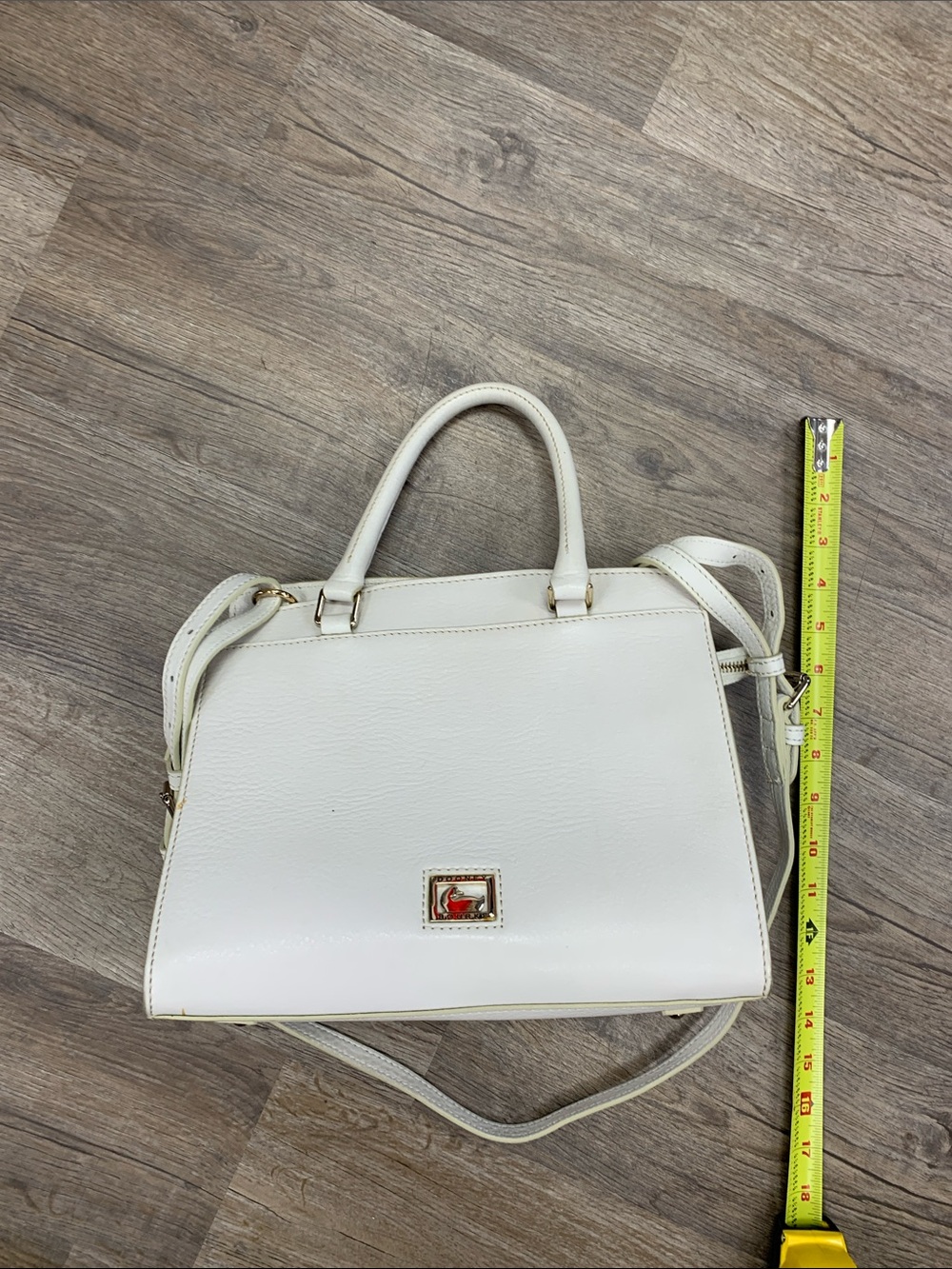 Dooney & Bourke Cream Top-Handle Satchel with Crossbody Strap